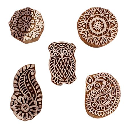 Set of 5 Piece New Mix Wooden Printing Blocks